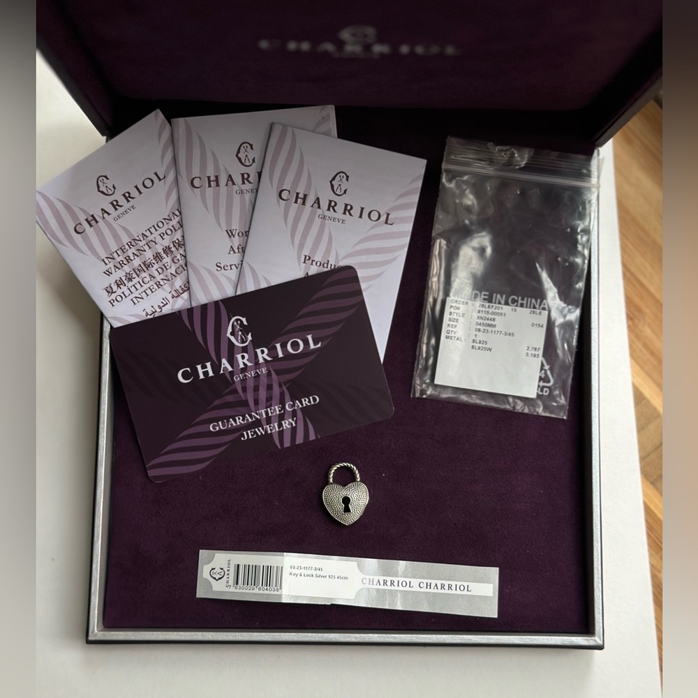 Charriol Silver Heart Lock Pendant and Box - Picture 2 of 7